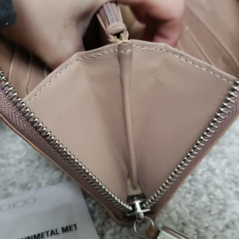 Jimmy Choo ballet pink and silver gunmetal zip wallet Authentic - Picture 9 of 10